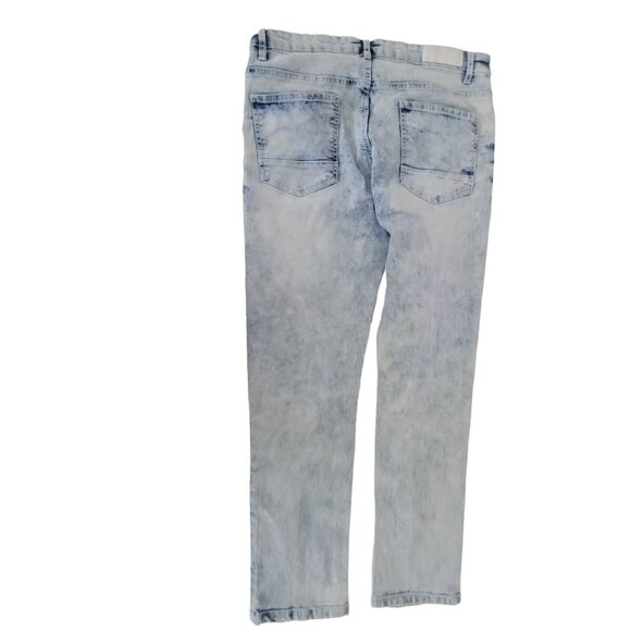 WT O2 Stonewashed Jeans Mens Size 36 X 30 Straight Leg Mid Rise Denim Pants - Picture 3 of 7